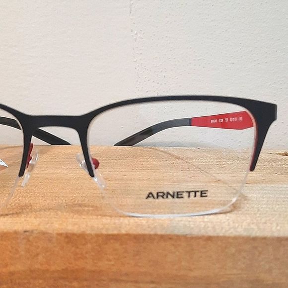 NEW Half Rim Rx'able Eyeglass Frame Lightweight metal red/black, ARNETTE glasses - Picture 4 of 6
